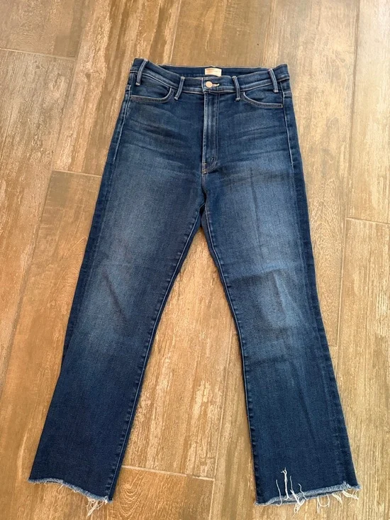 MOTHER High-Rise Hustler Ankle Fray Indigo Blue Slim Jeans - Picture 7 of 14